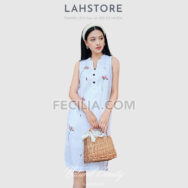 Đầm suông cho Nữ vải Linen cổ tàu, sát nách |FAW365