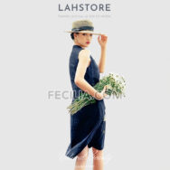 Đầm suông cho Nữ vải Linen cổ tàu, sát nách |FAW365