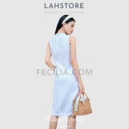 Đầm suông cho Nữ vải Linen cổ tàu, sát nách |FAW365