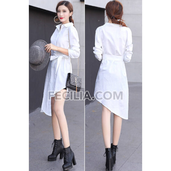 Đầm suông lệch tà kèm thắt lưng cá tính |FAW421