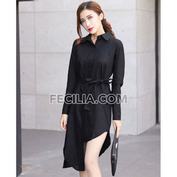 Đầm suông lệch tà kèm thắt lưng cá tính |FAW421