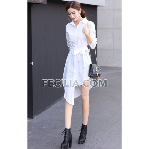 Đầm suông lệch tà kèm thắt lưng cá tính |FAW421