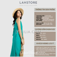 Đầm suông Nữ chất vải Linen LAHSTORE kiểu yếm nơ lưng màu xanh lá |FAW373