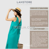 Đầm suông Nữ chất vải Linen LAHSTORE kiểu yếm nơ lưng màu xanh lá |FAW373