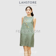 Đầm suông Nữ LAHSTORE chất Linen thiết kế sát nách màu Xanh Rêu |FAW371