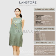 Đầm suông Nữ LAHSTORE chất Linen thiết kế sát nách màu Xanh Rêu |FAW371