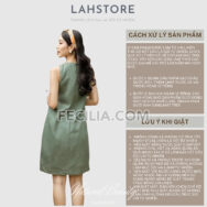 Đầm suông Nữ LAHSTORE chất Linen thiết kế sát nách màu Xanh Rêu |FAW371