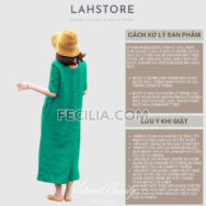 Đầm suông Nữ vải Linen tay lỡ 2 cổ tim LAHSTORE |FAW376