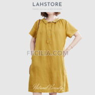 Đầm suông Nữ vãi thô đũi tay ngắn trẻ trung LAHSTORE | FAW369