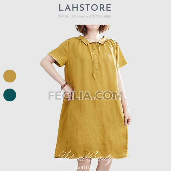 Đầm suông Nữ vãi thô đũi tay ngắn trẻ trung LAHSTORE | FAW369