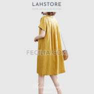 Đầm suông Nữ vãi thô đũi tay ngắn trẻ trung LAHSTORE | FAW369