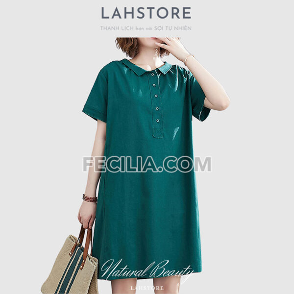 Đầm suông Nữ vãi thô đũi tay ngắn trẻ trung LAHSTORE | FAW369
