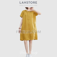 Đầm suông Nữ vãi thô đũi tay ngắn trẻ trung LAHSTORE | FAW369