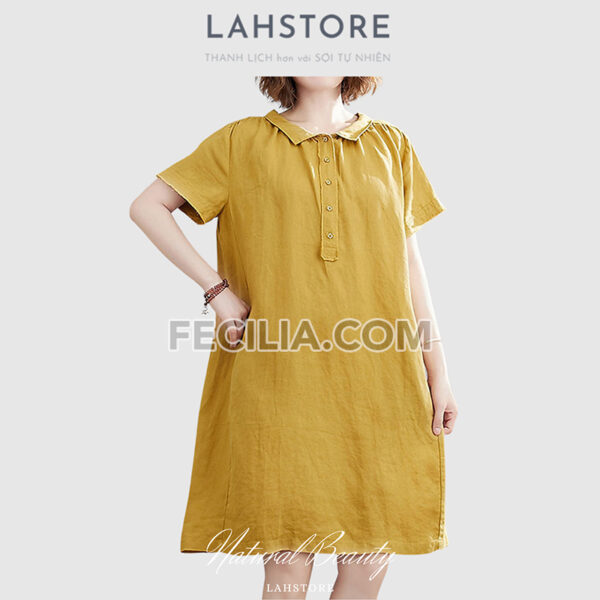 Đầm suông Nữ vãi thô đũi tay ngắn trẻ trung LAHSTORE | FAW369