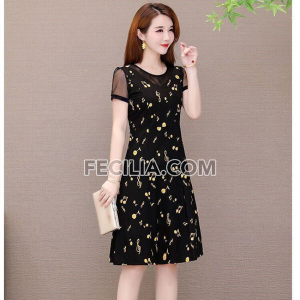 Đầm suông phối ren màu đen Big Size giấu bụng |FAW387