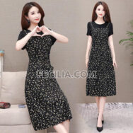 Đầm suông phối ren màu đen Big Size giấu bụng |FAW387