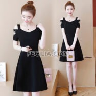 Đầm suông phối ren màu đen Big Size giấu bụng |FAW387