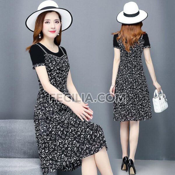 Đầm suông phối ren màu đen Big Size giấu bụng |FAW387