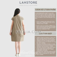 Đầm suông vải đũi tay ngắn cổ trụ màu đỏ đất LAHSTORE | FAW370