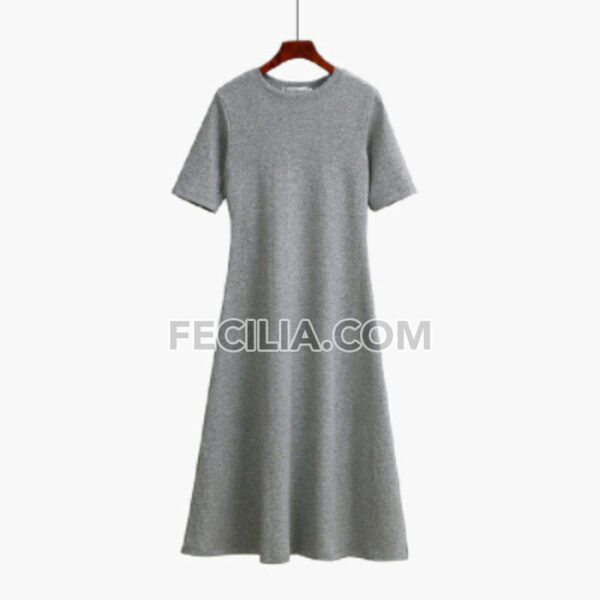 Đầm thun dài cổ tròn xòe váy màu đen |FAW392