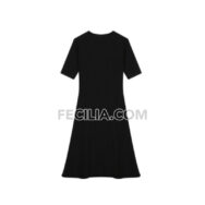 Đầm thun dài cổ tròn xòe váy màu đen |FAW392