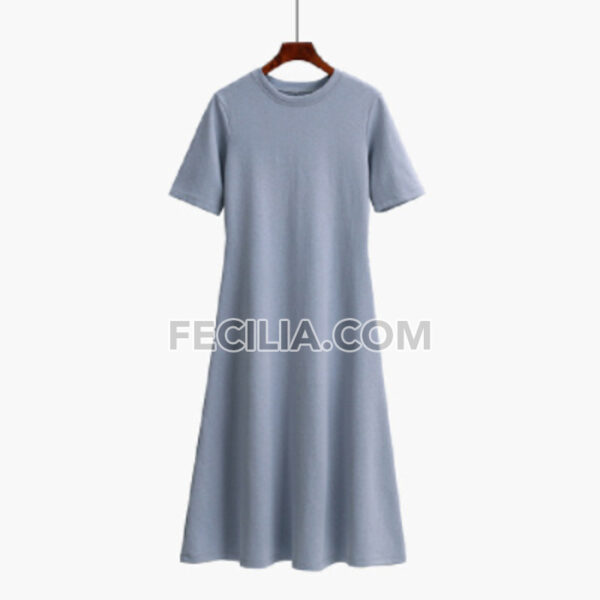 Đầm thun dài cổ tròn xòe váy màu đen |FAW392