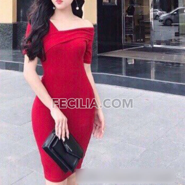 Đầm voan dự tiệc trễ vai tôn dáng |FAW425