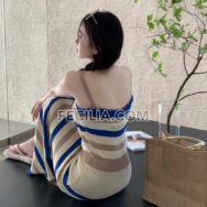 Đầm xẻ rách 2 dây ôm dáng dệt kim thời trang Hàn Quốc | FAW393