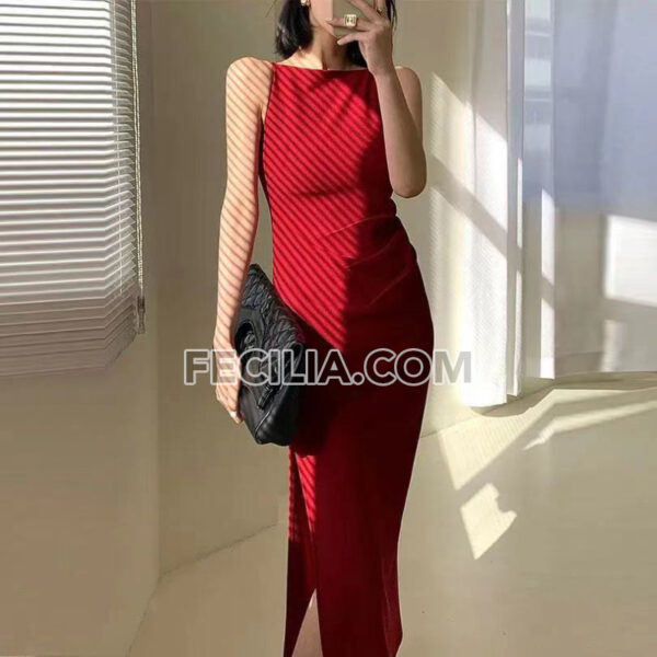 Đầm xẻ tà dự tiệc ngắn tay gợi cảm cho Nữ |FAW409