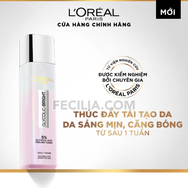 Nước Hoa Hồng L'oreal paris glycolic bright peeling toner 128ml | TONER007