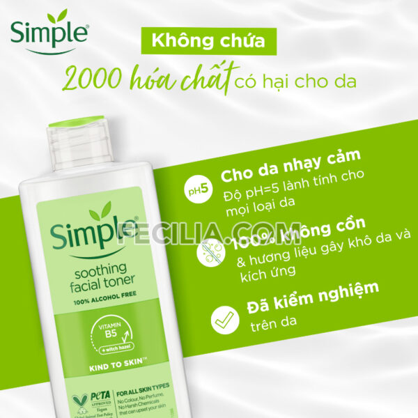 Nước hoa hồng Simple Toner cân bằng độ ẩm da 200ml |TONER001