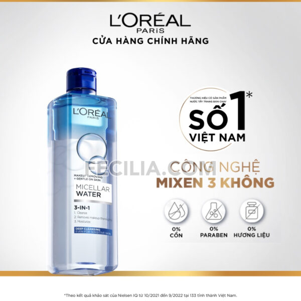 Nước Tẩy Trang 3-1 L'Oreal Paris Micellar Water 400ml |NTT036