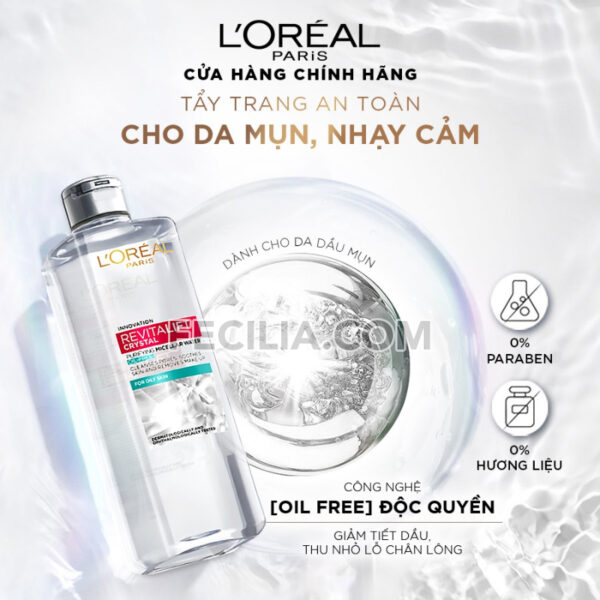 Nước Tẩy Trang 3-1 L'Oreal Paris Micellar Water 400ml |NTT036