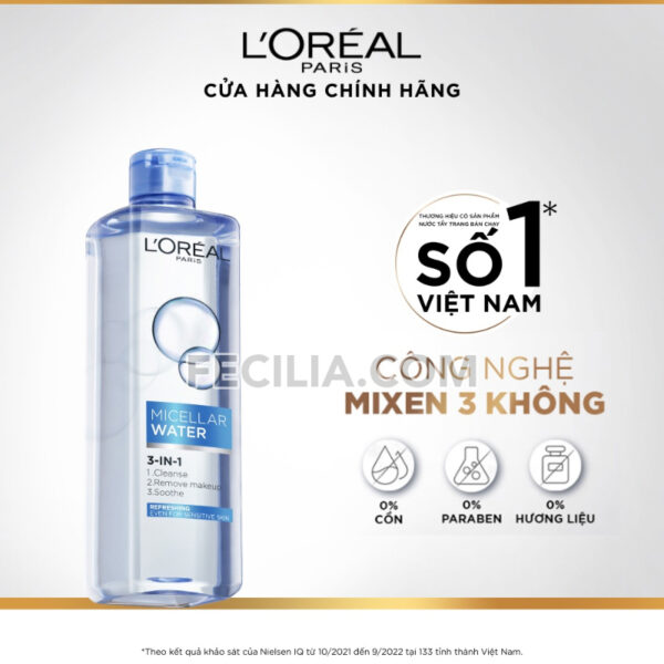 Nước Tẩy Trang 3-1 L'Oreal Paris Micellar Water 400ml |NTT036