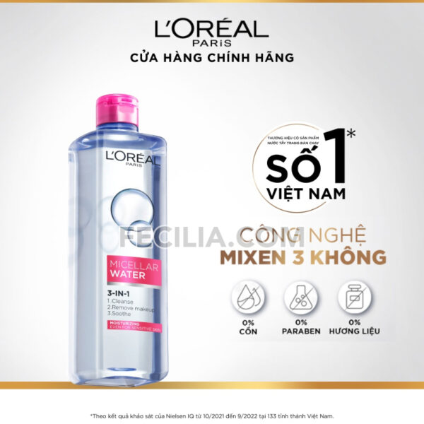 Nước Tẩy Trang 3-1 L'Oreal Paris Micellar Water 400ml |NTT036