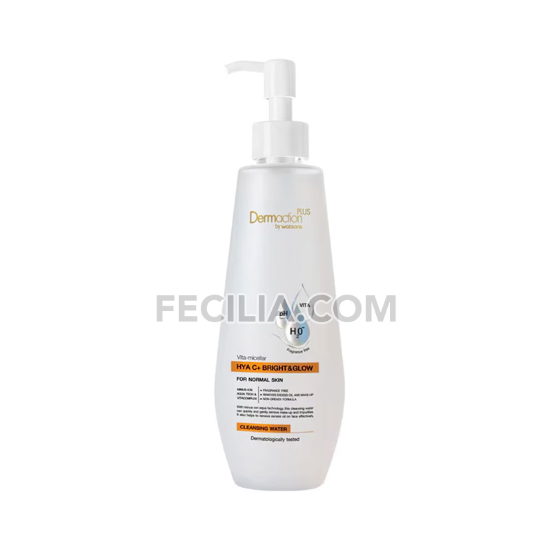 Nước Tẩy Trang Dermaction Plus By Watsons Vita-Micellar Hya C+ Bright & Glow Cleansing Water 250ml |NTT027
