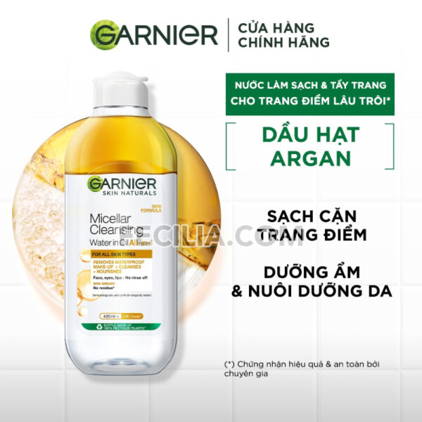 Nước Tẩy Trang Garnier Micellar Cleansing Water 400ml làm sạch sâu dịu nhẹ |NTT037