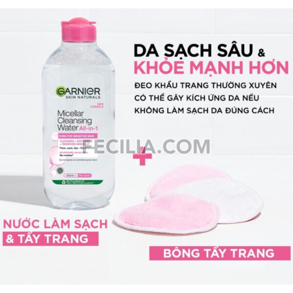 Nước Tẩy Trang Garnier Micellar Cleansing Water 400ml làm sạch và ngừa mụn |NTT045