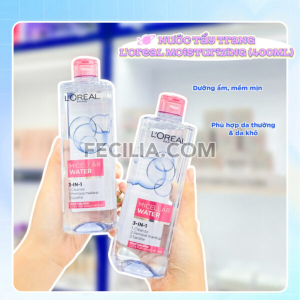 Nước Tẩy Trang L'Oreal Micellar Water 3-in-1 giúp làm sạch lớp trang điểm |NTT040