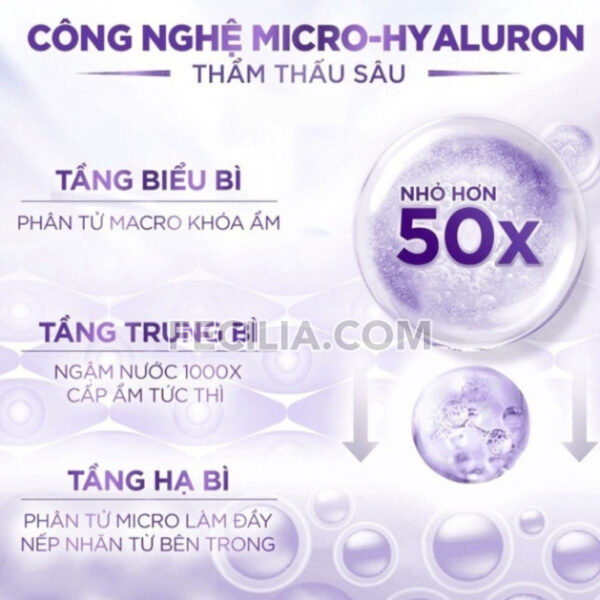 Nước tẩy trang L'Oreal Paris Pure Revitalift Hyaluronic Acid 400ml cho da mụn và da khô |NTT035