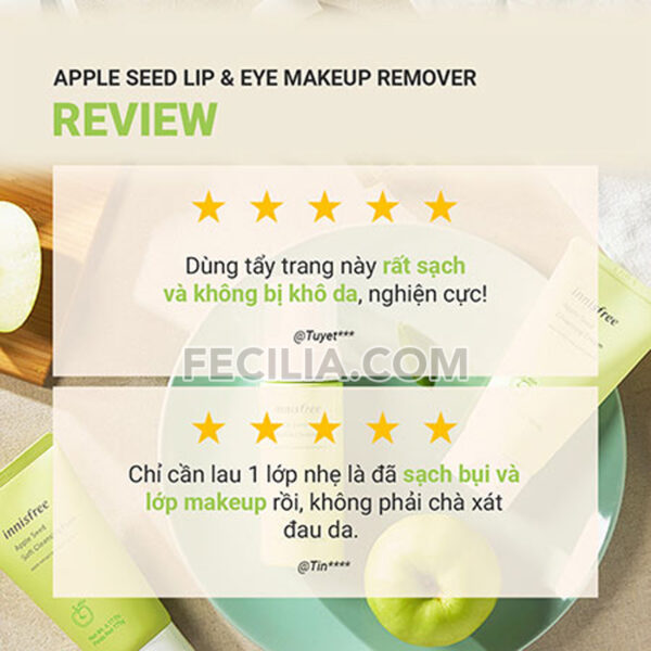 Nước Tẩy Trang Mắt và Môi innisfree Apple Seed Lip & Eye Makeup Remover 100 ml |NTT001