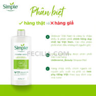 Nước Tẩy Trang Simple Micellar dịu nhẹ và cấp ẩm cho Da 400ml |NTT013