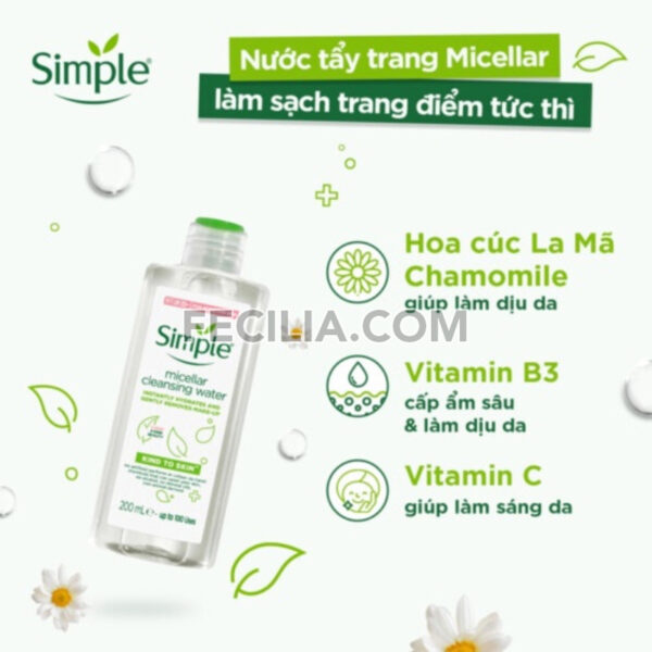 Nước Tẩy Trang và cấp ẩm Simple Micellar 200ml |NTT038