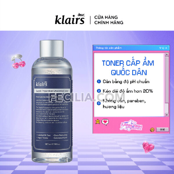 Toner Nước hoa hồng Dear Klairs supple preparation unscented Toner 180ml |TONER002