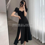 Váy đầm dự tiệc cao cấp tay phồng xẻ đùi gợi cảm | FAW437
