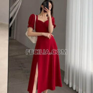 Váy đầm dự tiệc cao cấp tay phồng xẻ đùi gợi cảm | FAW437