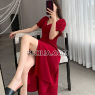 Váy đầm dự tiệc cao cấp tay phồng xẻ đùi gợi cảm | FAW437
