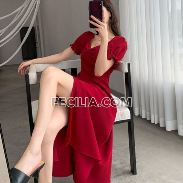 Váy đầm dự tiệc cao cấp tay phồng xẻ đùi gợi cảm | FAW437