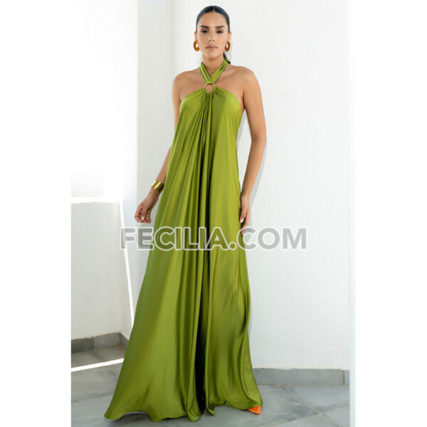 Váy du lịch hở lưng chất liệu Satin |FAW432