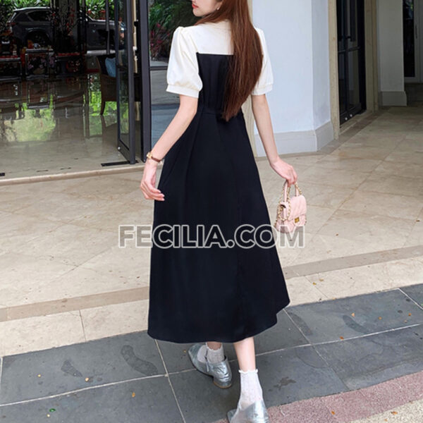 Váy liền thân chữ A màu đen Trắng |FAW364